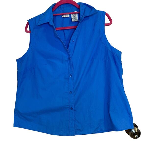 White Stag Bright Blue Collared Sleeveless Button Down Size 16/18 - Picture 1 of 7